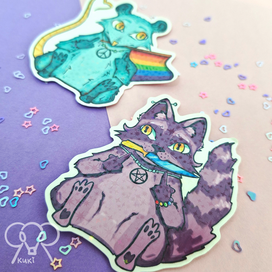 Matching Racoon And Opossum | Holo Sticker