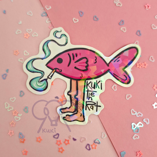 Smoking Fish | Holo Sticker