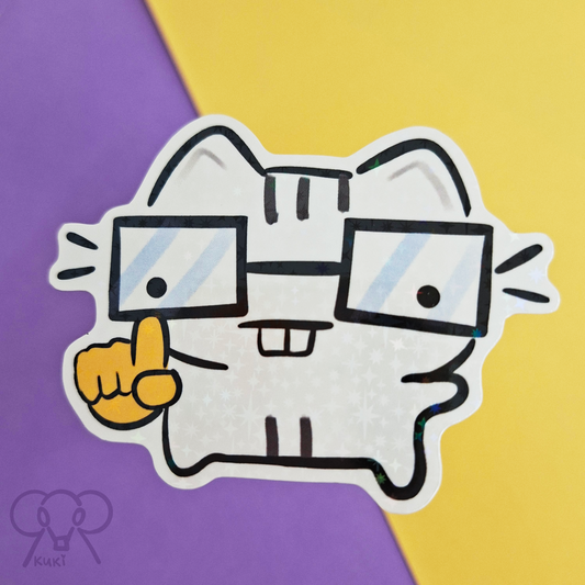 Nerd Cat | Holo Sticker